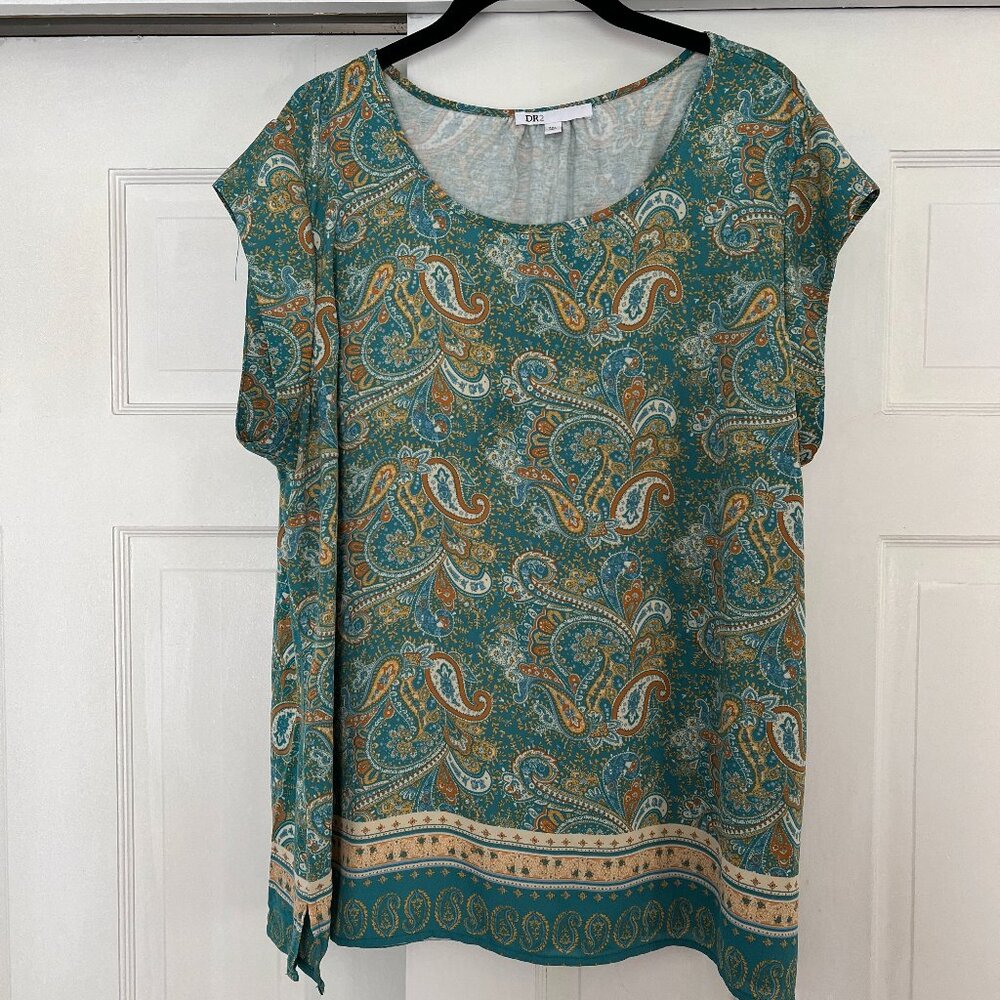 DR2 Green Paisley Cap Sleeve Top XXL